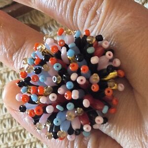 Multi Colorful Beaded Statement Ring